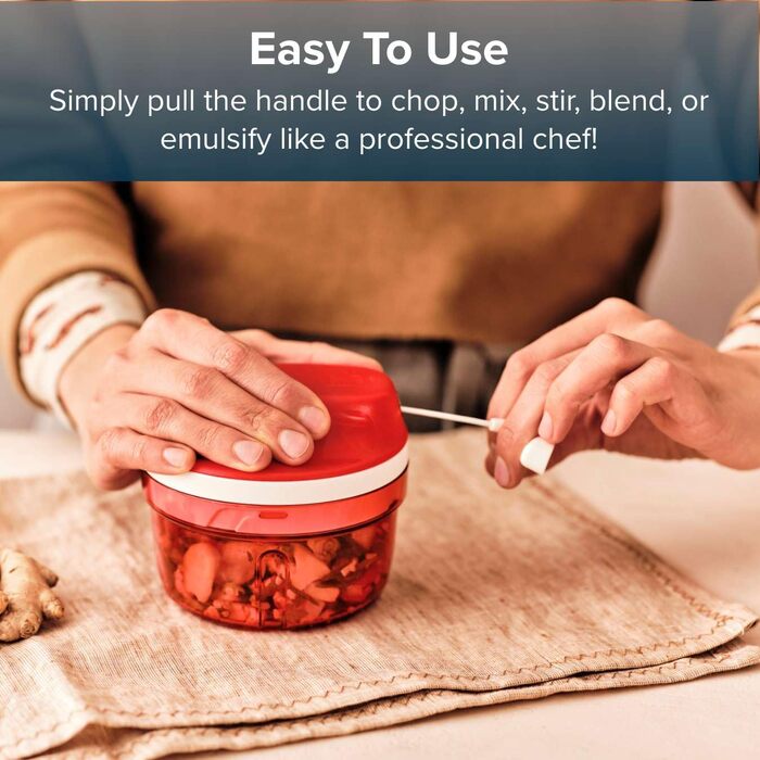 Ручний кухонний комбайн ємність 300 мл не потребує електроенергії ідеально підходить для подрібнення трав, горіхів, часнику, овочів аксесуари для