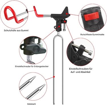 Тримач для вудки Leeko, тримач для вудки 2 шт. и з нержавіючої сталі універсальна підставка для вудки 360 регульований тримач для вудки риболовецькі аксесуари підлоговий портативний та знімний наземний