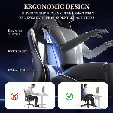 Ігрове крісло bigzzia з функцією масажу та висувною підставкою для ніг, ергономічне поворотне крісло, регульована спинка 90-135, м&39яке ігрове крісло з масажною поперековою подушкою та підголівником, біле