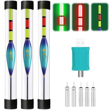 Рибальські поплавці, Набір з 3 світлодіодних рибальських поплавців, Риболовля на поплавці, Рибальські поплавці, Рибальські аксесуари, Риболовля на поплавці з датчиком сили тяжіння, Набір рибальських поплавців, Риболовля на озерах, річках або ставках