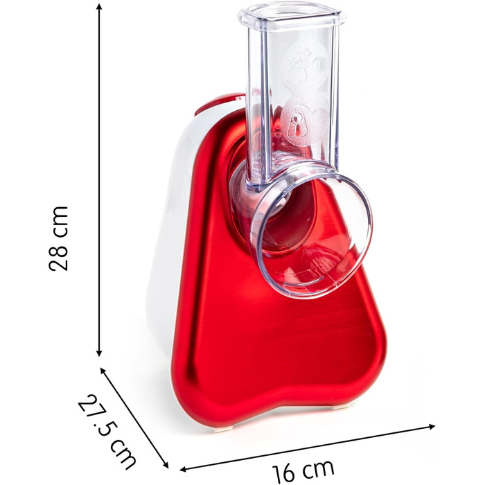 Електричний подрібнювач Ломтерізка для овочів Ломтерізка для овочів 5 насадок вкл. тертку 200 Вт Металево-червоний / білий одинарн