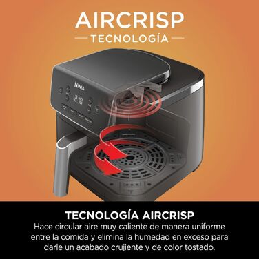 В-1, Мультипіч, Півень, Opwarmen, Drogen, Voor 1-2 порції, Digitaal, Voor Bevroren Voedsel, Anti-aanbak Lade & Mandje, 2000W, Zwart AF140EU, 4.7L, Enkele Lade, 4-