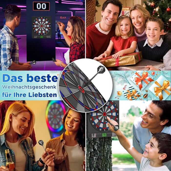 Електронна мішень для дартсу зі світлодіодним підсвічуванням цифр для дорослих 12 дротиків та запасні наконечники Підходить для вечірок та ігрових вечорів Чорний