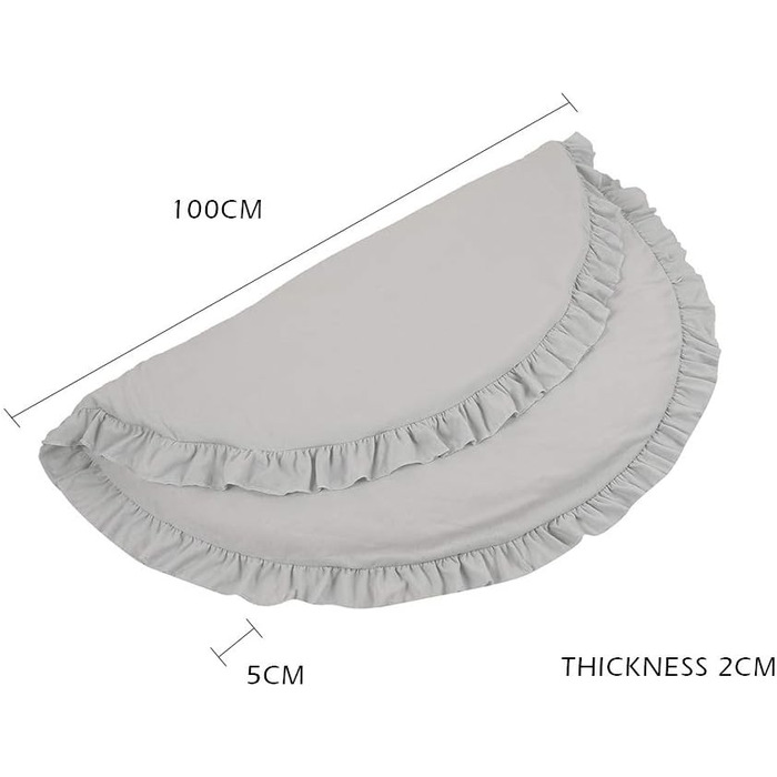 Ігровий килимок для дитини, круглий м'який бавовняний ігровий килимок, дитячий ігровий килимок товщиною 2 см, 100 x 100 см (сірий)