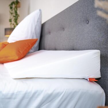 Змінний чохол для клиноподібної подушки 45x90x15 см, рефлюксна подушка для ліжка та дивана, клиноподібна подушка для дорослих, підставка для ліжка, можна прати при температурі до 60 градусів, стандарт Oeko-Tex 100, зроблено в ЄС, змінний чохол 45 x 90 см