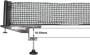 Сітка для настільного тенісу Donic-Schildkrt Rallye, міцна сітка для змагань, регульована бавовняна сітка, стійке кріплення до столу, макс. товщина столу 5,0 см, 808341, чорний/білий