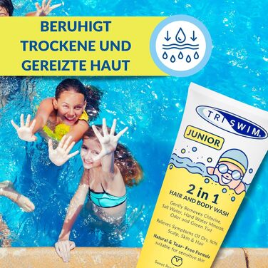 Дитячий шампунь та гель для душу після плавання, натуральний шампунь для волосся, що не сльозить, дбайливо видаляє хлор, запобігає свербінню, гель для душу усуває зелений відтінок - солодкий 200 мл (1 упаковка)