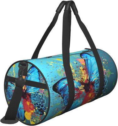 Дорожня сумка-циліндр з метеликами, спортивна сумка для чоловіків та жінок, сумка для подорожей, спортивний баул