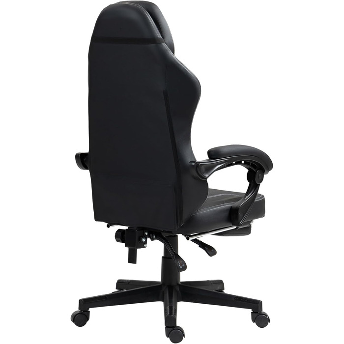 Чорне ігрове крісло - Підставка для ніг - Ергономічне - Регульована висота
