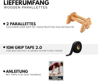 Дерев&39яні паралелети GORNATION для віджимань, дерев&39яні ручки для віджимань, калістеніка та фітнес-тренування, перекладини для віджимань, ручки для калістенічних віджимань для тренування верхньої частини тіла, вкл. стрічку для захоплення