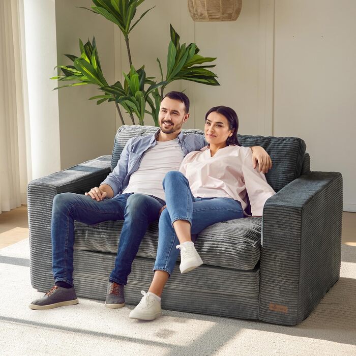 Розкладний диван-ліжко MAXYOYO, ширина 140 см з подушками, 2-в-1 розкладний вельветовий диван, 2-місний з функцією сну, спальна зона 10196 см для вітальні, спальні, кімнати відпочинку, темно-сірий, 140 см