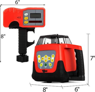 Професійний червоний обертовий лазер максимальна робоча дальність 500 м, лінійний лазер 360 градусів лазерний висотомір водо- та пилонепроникний час роботи на відкритому повітрі 20 годин з пультом дистанційного керування та захисними окулярами Червона обо