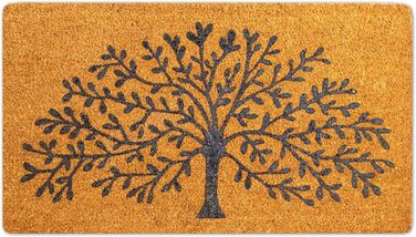 Кокосовий килимок для вхідних дверей, підходить для використання всередині та зовні приміщень, привабливий та декоративний брудозахисний килимок для ваших вхідних дверей, миється, з нековзним ПВХ, килимок для вхідних дверей 40x70 см (Дерево життя)