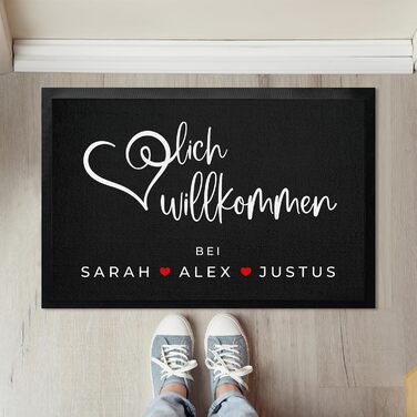 Персоналізований килимок для привітання до 120 см - Персоналізований килимок для привітання родини, тонкий гумовий килимок, подарунок на замовлення (60x40 см) 40 x 60 см (прямокутний)