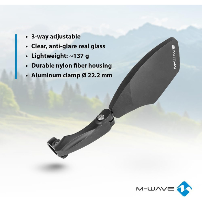 Комплект унісекс-дзеркал для велосипеда M-Wave для дорослих SPY Space, чорний, одинарний (правеліве)