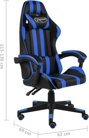 Ігрове крісло LAPOOH, офісне крісло, ігрове крісло, письмове крісло, обертове крісло, чорно-синя штучна шкіра