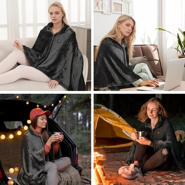 Підігріта ковдра, підігріта шаль, електрична підігріта накидка, підігріта ковдра з USB, 3 регульовані температури, підігріта ковдра для кемпінгу з USB, електрична підігріта ковдра, можна прати в пральній машині, для дому та офісу