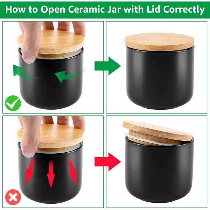 Набір керамічних банок WOPPLXY з 4 предметів з кришкою та наклейкою, чорна керамічна банка об&39ємом 260 мл з кришкою, чорна керамічна банка для зберігання кави, спецій, цукру, чаю