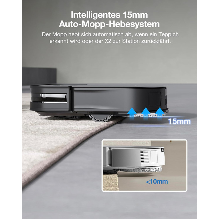 Робот-пилосос ECOVACS DEEBOT X2 Combo з функцією миття підлоги 8700 Па з ручним пилососом, подвійне автоматичне спорожнення, систе