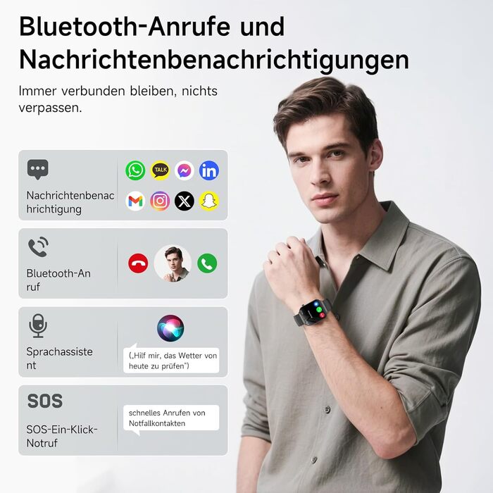 Новий смарт-годинник 2026 року для чоловіків та жінок з ЕКГВСР/ІМТ/сечовою кислотою/мікроперевіркою здоров&39я, 2,2-дюймовий оновлений 3D-вигнутий дисплей, цілодобовий монітор серцевого ритму, артеріального тиску та сну для Android/iOS, чорний