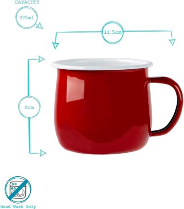 Кольорові емальовані кухлі Argon Tableware - 375 мл - Упаковка з 12 шт. - Червоні