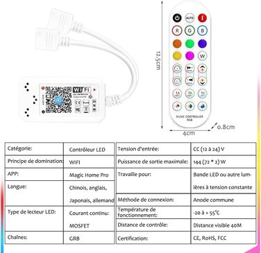 Світлодіодна стрічка Alexa String Light 576 світлодіодів/м 12 В деформований світлодіодний ліхтар із можливістю затемнення з пультом дистанційного керування, стрічкова стрічка працює зі світлодіодною стрічкою Google Home Assistant/Alexaormbar (контролер W