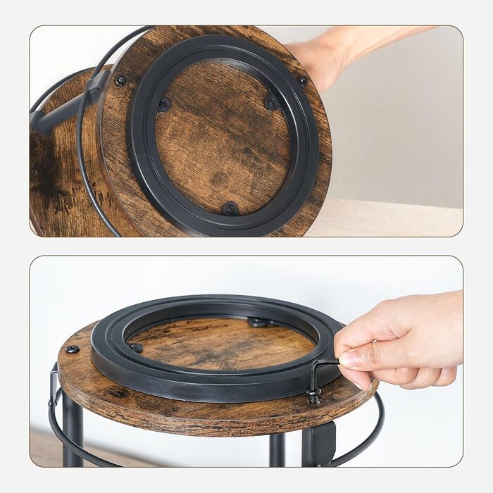 Підставка для спецій, 2-рівневий обертовий органайзер, комплект з 2 шт. , кругла обертова підставка для зберігання, компактний тримач для спецій з поворотним столом, для кухонної стільниці, обіднього столу, вінтажний коричневий та чорний XSR22L2BR 26 x 26