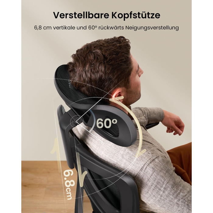 Ергономічне офісне крісло ProtoArc EC100 комп&39ютерне крісло з пружинною подушкою товщиною 10 см, поперековою опорою, регульованими підлокітниками та підголівником, сітчасте поворотне крісло для домашнього офісу, чорне