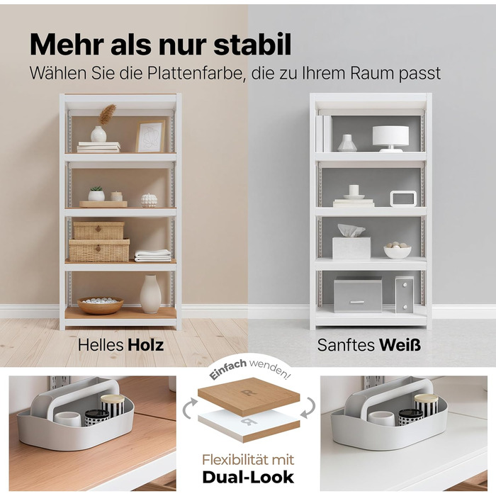 Стелаж, стелаж для підвалу, стелаж для зберігання речей, побутовий стелаж, кухонний стелаж, гаражний стелаж, 40 x 90 x 180 см, стелаж з полицями з ламінованого МДФ, регульовані полиці, білий (полиця-Ш) 90*40*180 см