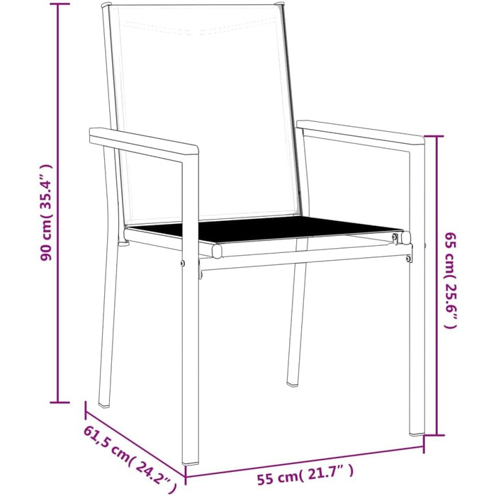 Садові стільці 4 шт., Садове крісло з підлокітниками, Стілець для садового патіо, Садове крісло Крісло для патіо Садові меблі, чорний текстиль сталь