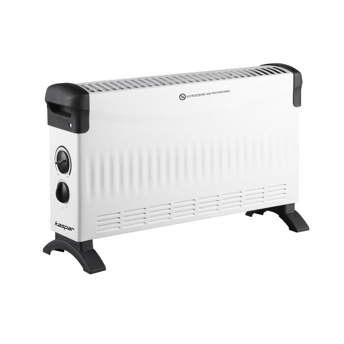 Конвекторний радіатор KASPAR з термостатом та 3 режимами нагріву, електричний обігрівач потужністю 750/1250/2000 Вт, білий