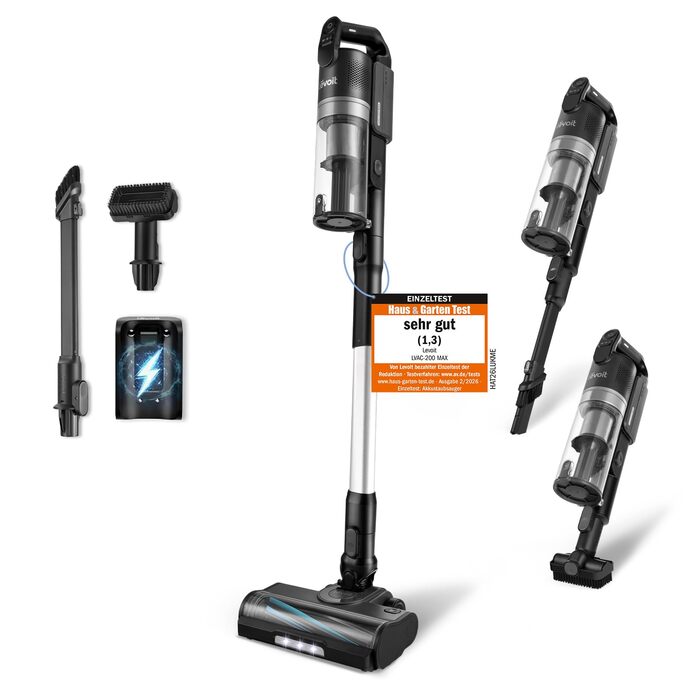 Акумуляторний пилосос Levoit LVAC 200 MAX, до 100 м, Anti Tangle, HEPA-фільтр 99,99, чорний