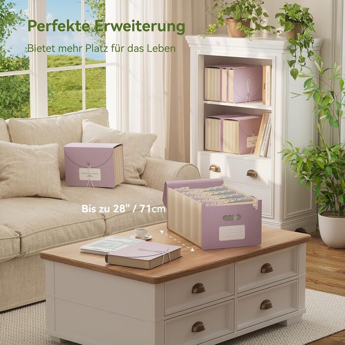 Папка для документів А4 з 26 відділеннями, пшенична солома, папка-гармошка, без BPA, повернення до природи, здоровий спосіб життя - лавандово-фіолетовий