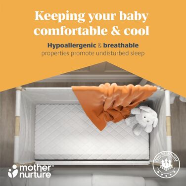 Матрац Mother Nurture Foam, білий, X см преміум-класу для дитячого ліжка, 80 x 40 x 3 см, підходить для Snuzpod3, 80 x 44 x 3 см Білий 80 x 44 x 3 см