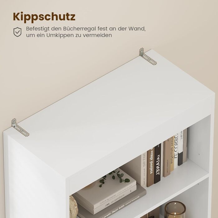 Книжкова шафа, книжкова шафа з 2 шухлядами та 4 відділеннями, шафа для вітальні з регульованими полицями, висока шафа для вітальні, спальні, кабінету, кухні, компактна, 180x60x24 см, білий