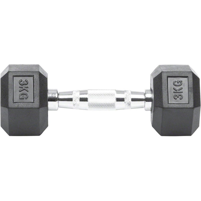 Гантель Sport-Tec Hex 3 кг, гумове покриття, шестикутна, для фітнесу та силових тренувань