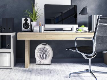 Тепловентилятор BEPER P203TER202, 2000 Вт, 2 рівні потужності, компактний вентилятор з регульованим термостатом, еко-режимом та автоматичним вимкненням, білий