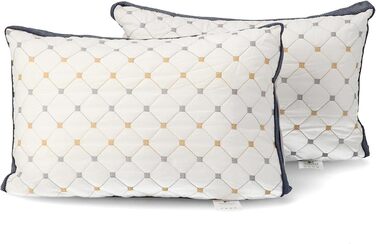 Комплект із 2 подушок, 40 x 60 см, чохол 100 бавовна, наповнювач з мікрофібри 1600 грамів, міцні та підтримуючі подушки для сну, подушки для алергіків, для сну на боці, дихаючі, зручні, висока якість