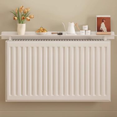 Полиця для радіатора, біла полиця для радіатора з легко монтованим кронштейном (не потребує свердління), допомагає направляти тепло назад у кімнату (60 см/23,6 дюйма)