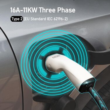 Зарядний пристрій тип 2 зарядний кабель електричний автомобіль домашня зарядна станція 6M 16A трифазний зарядний пристрій EV, водо
