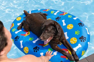 Надувний матрац для домашніх тварин Bestway Paw Print, 142 x 95 x 17 см, вантажопідйомність 45 кг, міцний ПВХ, знімний тканинний чохол, запобіжний клапан, латка для ремонту в комплекті