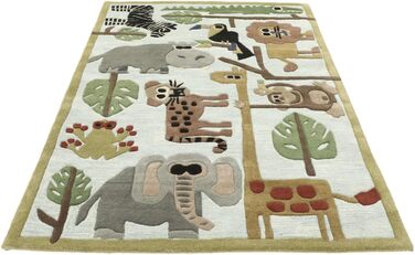 Зоопарк ручної роботи, Килимок для дитячої кімнати, 170 x 240 см, Дитячий килимок для дітей, Ігровий килимок для немовлят, Сучасни