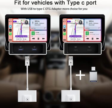 Бездротовий адаптер SCUMAXCON CarPlay для заводського дротового CarPlay OEM, 2024 оновлення Plug and Play Простий ключ налаштування для телефонів IOS Перетворіть дротовий CarPlay на бездротовий адаптер CarPlay і без fil