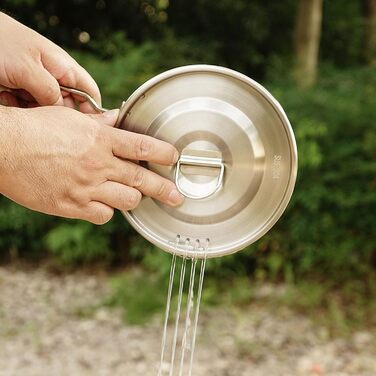 Міцний кемпінговий посуд з нержавіючої сталі, портативні каструлі для приготування їжі на відкритому повітрі з петлею для підвішування для походів та подорожей з рюкзаком, кемпінговий посуд з надійною петлею для підвішування.