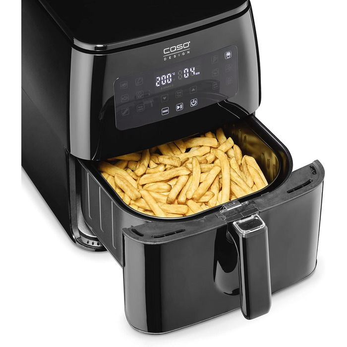 Велика фритюрниця з об'ємом кошика 6 л, 12 автоматичними програмами, сенсорним керуванням, таймером від 1 до 60 хвилин, знімним кошиком для смаження (можна мити в посудомийній машині), 600 XL -