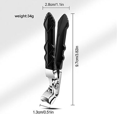 Кусачки для нігтів ZIHAOFC, кусачки для товстих нігтів, великі кусачки для нігтів із широким отвором для людей похилого віку (2,8 * 9,7 * 1,3 см, 2 шт.)