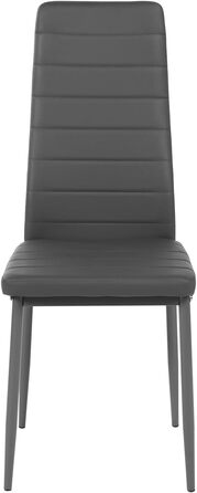 Обідні стільці, комплект з 4 шт. , штучна шкіра, протестовані SGS, висока спинка, водонепроникні, кухонний стілець, обідній стілець або стілець за обіднім столом, сірий ПВХ сірий, 4 стільці