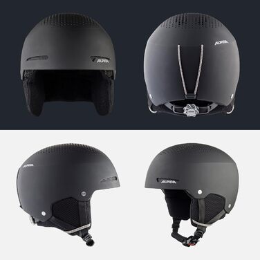 Стильний та безпечний дитячий шолом із жорсткою оболонкою зі знімними амбушурами, інноваційною системою вентиляції, оптимальною амортизацією L (54-58 см), чорний матовий