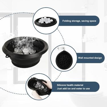 Складаний умивальник із вбудованим лотком для кубиків льоду, силіконовий крижаний складний умивальник для обличчя, охолоджувач води з льодом для обличчя для заспокоєння шкіри, зменшує набряки