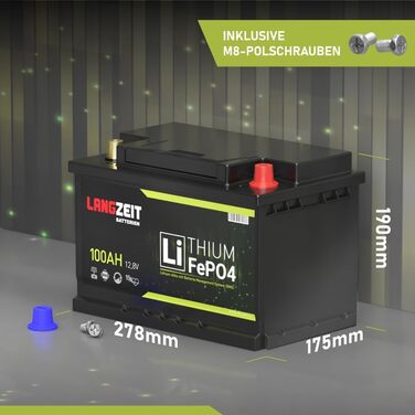 Довговічна літієва батарея LiFePO4 100Ah Bluetooth BMS 12V DIN L3 H6 із сонячною панеллю, підходить для автофургонів, човнів та інших застосувань.